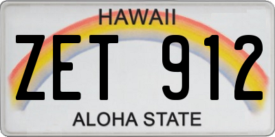 HI license plate ZET912