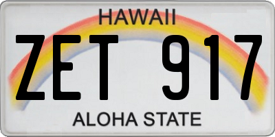 HI license plate ZET917