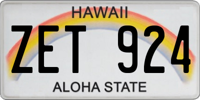 HI license plate ZET924