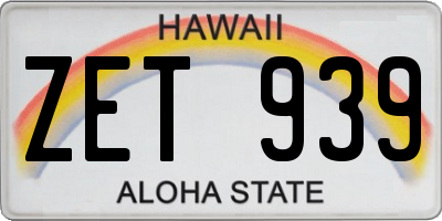 HI license plate ZET939