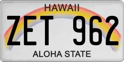 HI license plate ZET962