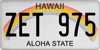 HI license plate ZET975