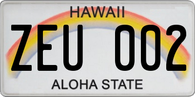 HI license plate ZEU002