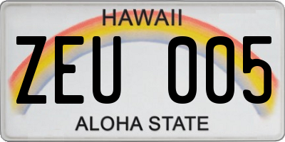 HI license plate ZEU005