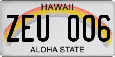 HI license plate ZEU006