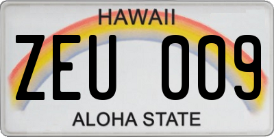 HI license plate ZEU009