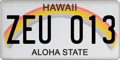 HI license plate ZEU013