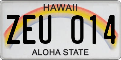 HI license plate ZEU014
