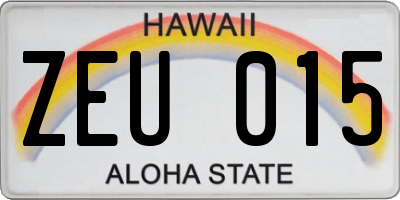 HI license plate ZEU015