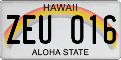 HI license plate ZEU016