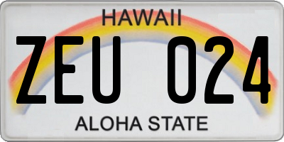 HI license plate ZEU024