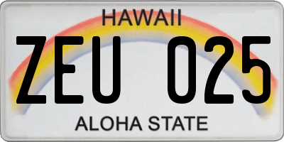 HI license plate ZEU025
