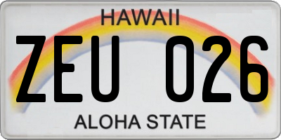 HI license plate ZEU026