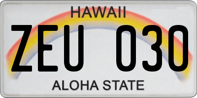 HI license plate ZEU030