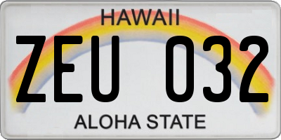 HI license plate ZEU032