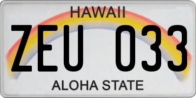 HI license plate ZEU033