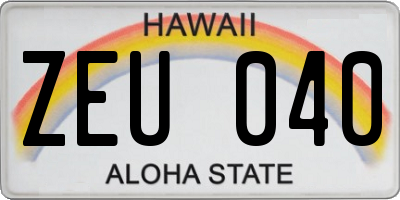 HI license plate ZEU040