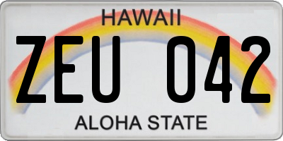 HI license plate ZEU042