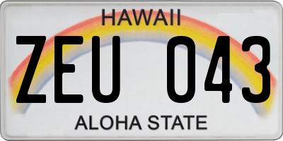 HI license plate ZEU043