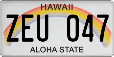 HI license plate ZEU047