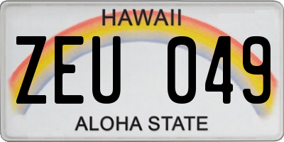 HI license plate ZEU049