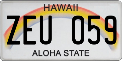 HI license plate ZEU059