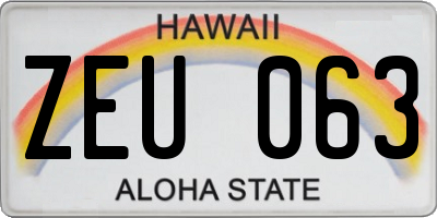 HI license plate ZEU063