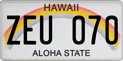 HI license plate ZEU070
