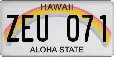 HI license plate ZEU071