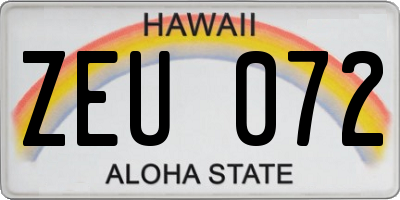 HI license plate ZEU072