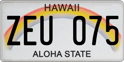 HI license plate ZEU075