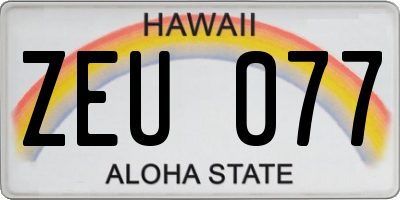 HI license plate ZEU077