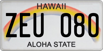 HI license plate ZEU080