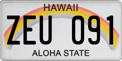 HI license plate ZEU091