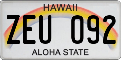 HI license plate ZEU092