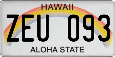 HI license plate ZEU093