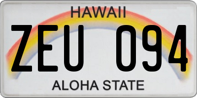 HI license plate ZEU094