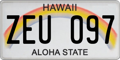 HI license plate ZEU097