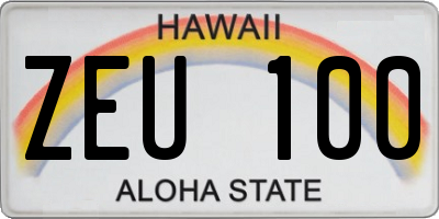 HI license plate ZEU100