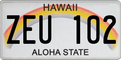 HI license plate ZEU102