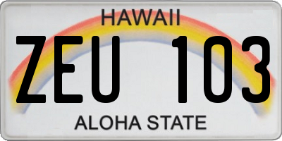 HI license plate ZEU103