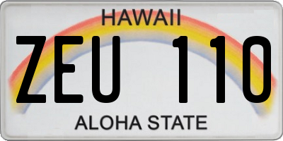 HI license plate ZEU110