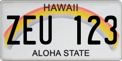 HI license plate ZEU123