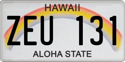 HI license plate ZEU131