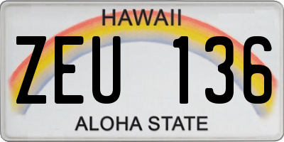 HI license plate ZEU136