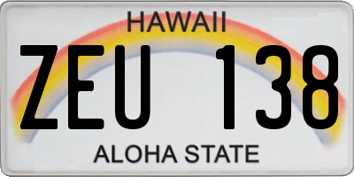 HI license plate ZEU138