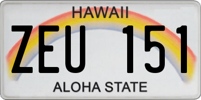 HI license plate ZEU151