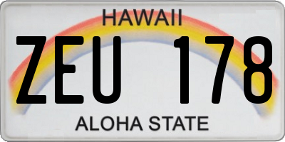 HI license plate ZEU178