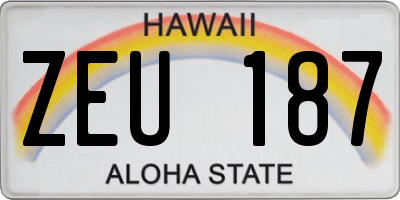 HI license plate ZEU187