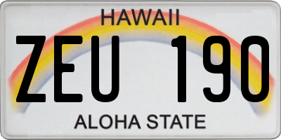 HI license plate ZEU190